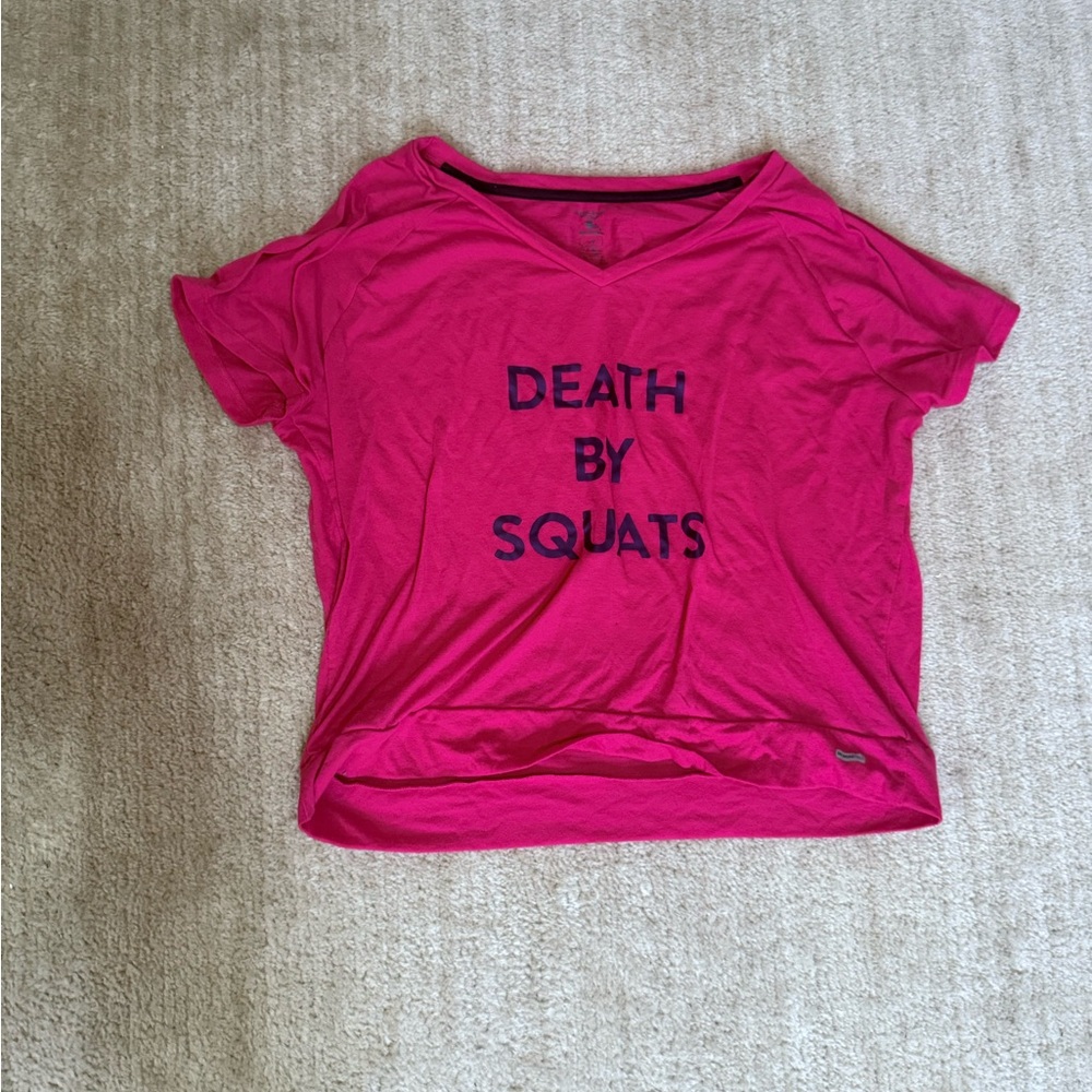 Pink “Death by squats” activewear tee